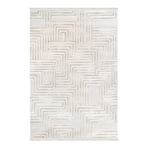 Duru Serisi 1346a Bej-krem Modern Desenli Makine Halısı Yumuşak Dokulu Hav Salon Halısı 200x290 cm