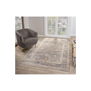 Seyran Asır 254 Gri Modern Vintage Robot Süpürgeye Uygun Salon Oturma Odası Halısı 160x230 cm