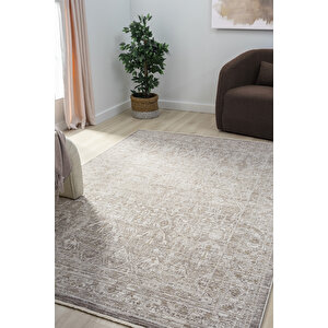 Peru 10200 Bej Antialerjik Polyester Makine Halısı – Dokuma Tabanlı, Düz Saçak, Leke Tutmaz 200x310 cm