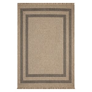 Seyran İndia 668 Bej Siyah Hav Toz Tutmayan Modern Jüt Desen Salon Mutfak Halısı 80x300 cm