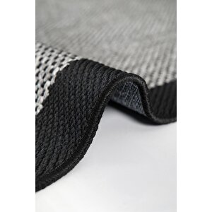 Luxess Sisal Plus 1148 Gri - Siyah Robot Süpürgeye Uygun Mutfak Halısı 80x150 cm