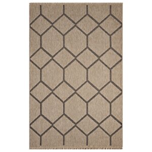 Seyran İndia 669 Bej Siyah Hav Toz Tutmayan Modern Jüt Desen Salon Mutfak Halısı 120x180 cm