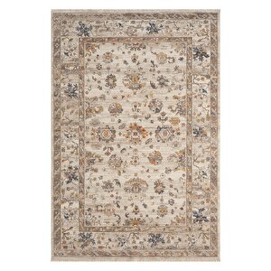 Seyran Asır 253 Krem Modern Vintage Robot Süpürgeye Uygun Salon Oturma Odası Halısı 160x230 cm
