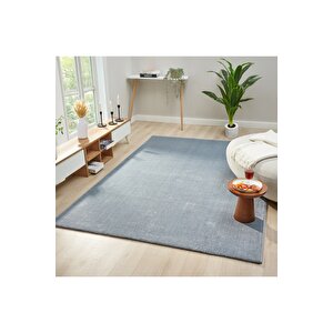 Seyran Bali 4005 Mavi Düz Renk Spor Tozumaz Yumuşak Dokulu Shaggy Halı Salon Oturma Odası Halısı 80x250 cm