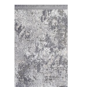 Safir A5348a Gri & Krem Halı – 14mm Hav, Robot Süpürge Uyumlu Salon & Koridor Halısı 80x450 cm