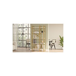 Atlantis 175cm Gold Metal Kitaplık 5 Raflı 2 Bölme 175cm Beyaz Atl4-w Beyaz