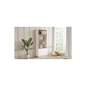 Aven Kitaplık 168cm Raf 2 Kapaklı Raflı Çam-beyaz Ave16-aw Çam Beyaz