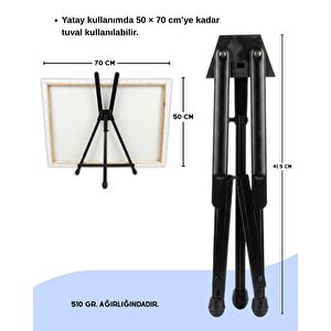 Temel Katlanabilir Metal Masaüstü Şövale Siyah
