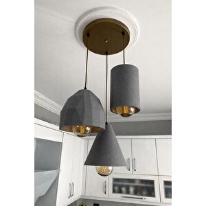 Stone 3’lü Beton Dokulu Sarkıt Avize Bohem & Pinterest Tarzı Modern Oturma Odası Aydınlatma Nestvibe Açık Gri