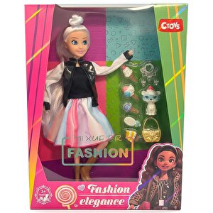 Moda Aksesuarlı Oyuncak Bebek Desenli Etekli 30 Cm 867110