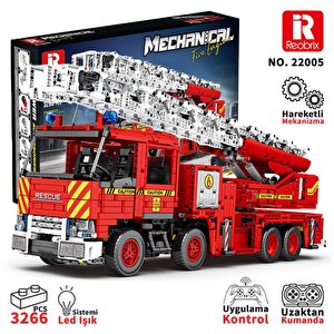 Reobrix 22005 İtfaiye Kamyonu Kumanda&motorlu Yaratıcı Yapı Blok Seti Building Blocks (mechanical Fire Engine)-3266parça