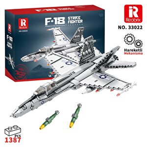 Reobrix 33022 American Mcdonnell Dougles F18 Hornet Strike Fighter Jet Uçak Yaratıcı Yapı Blok Seti Building Blocks - 1387 Parça