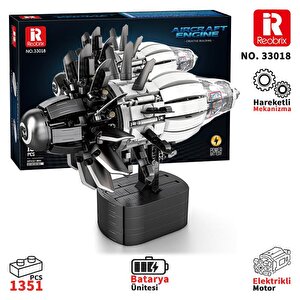 Reobrix Technic 33018 Uçak Motoru (aircraft Engine) Hareketli Yaratıcı Yapı Blok Seti Building Blocks 1351 Parça