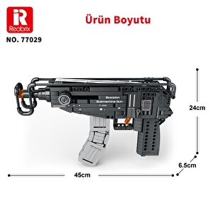 Reobrix 77029 Hafif Makineli Tüfek Yaratıcı Yapı Blok Seti Building Blocks (scorpion Submachine Gun) - 566 Parça