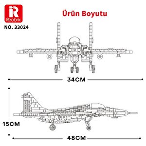 Reobrix 33024 Savaşçı Sovyet Mikoyan Mig-29 Jet Uçak Yaratıcı Yapı Blok Seti Building Blocks - 1387 Parça