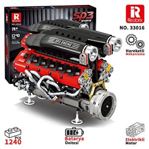 Reobrix Technic 33016 Ferrari Daytone Sp3 Motor Bataryalı&motorlu Yaratıcı Yapı Blok Seti Building Blocks - 1240 Parça