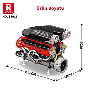 Reobrix Technic 33016 Ferrari Daytone Sp3 Motor Bataryalı&motorlu Yaratıcı Yapı Blok Seti Building Blocks - 1240 Parça
