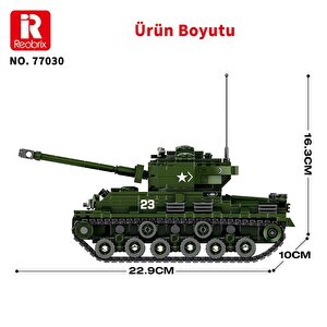Reobrix 77030 World Of Tanks M4 Sherman Tank M4a3e8 Yaratıcı Yapı Blok Seti Building Blocks - 836 Parça