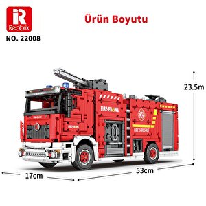 Reobrix Technic 22008 İtfaiye Kamyonu Kumandalı&motorlu Yapı Blok Seti Building Blocks (fire Ladder Truck)- 2692 Parça