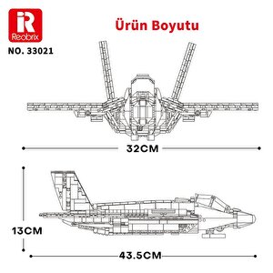 Reobrix 33021 F-35 Lightning Ii Fighter Jet Uçak Yaratıcı Yapı Blok Seti Building Blocks -1600 Parça