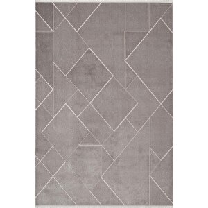 Leon Ln002z Gri Halı Modern Desen Pamuk Taban Akrilik Tozuaz Salon Yatak Odası Koridor Halısı 160x230 cm