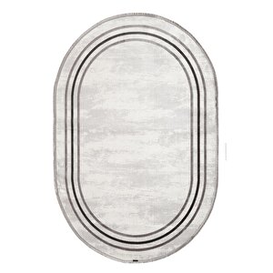 Trend 2803 Gri Oval Akrilik Salon Mutfak Yatak Odası Halısı Makinede Yıkanabilir 80x300 cm