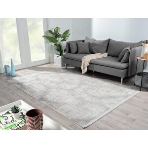 Lotus 8557 Açık Gri Halı Gri Detaylı Modern Ince Akrilik Tozuaz Salon Halısı Yatak Odası Koridor 120x180 cm