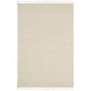 Wool Wl009a Beyaz Modern Desen Kabartmalı Doku Pamuk Tabanlı Kaymaz Halı 160x230 cm