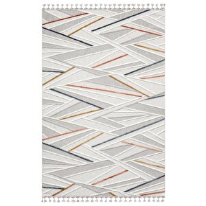 Sümer Sm013a Krem Renli Halı Renkli Geometrik Desenli Dekoratif Modern Antialerjik Salon Halısı 100x300 cm