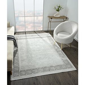 Zenith Zn001a Gri Halı Antrasit Kenar Çerçeveli Modern Parlak Yumuşak Kadife Ince Antialerjik Salon 120x180 cm