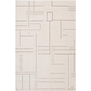 Leon Ln004a Krem Halı Modern Desen Pamuk Taban Akrilik Tozuaz Salon Yatak Odası Koridor Halısı 80x150 cm