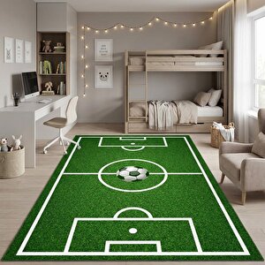 Futbol Sahası Desenli Çocuk Odası Halısı – Kaymaz Tabanlı Yıkanabilir Dijital Baskı Halı Dijital 160x300 cm