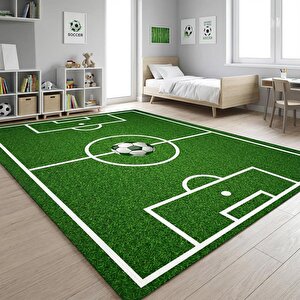 Futbol Sahası Desenli Çocuk Odası Halısı – Kaymaz Tabanlı Yıkanabilir Dijital Baskı Halı Dijital 160x300 cm