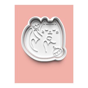 Oyun Oynayan Kedi Kurabiye Kalıbı Ve Şeker Hamuru Kalıbı 0200-4