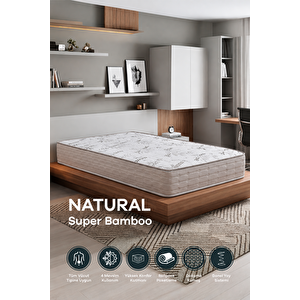 Full Ortopedik Natural Süper Bambu Yaylı Yatak 90x190 cm