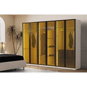 Flen 6 Kapılı Full Reflekte Camlı Gardırop
