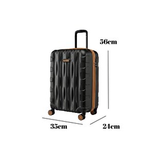 Kabin Boy Valiz 4x2 Teker Siyah-taba 1167