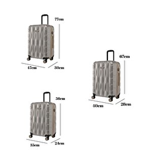 3'lü Valiz Seti Büyük Boy - Orta Boy - Kabin Boy Taş-bej 1167