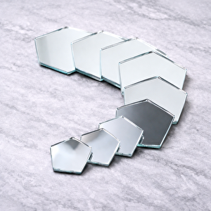 Beşgen Ayna Parçaları 10x10 Cm | Mozaik Ayna Cam | 25 Adet Hobi &amp; Dekoratif Diy Set 10x10 cm