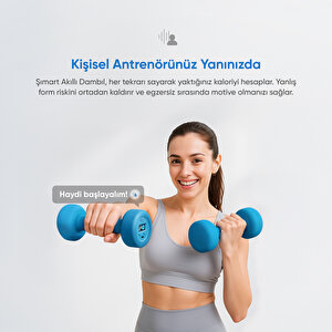 Akıllı Dambıl 2x1 Kg Uygulama Destekli, Sesli Yönlendirmeli, Lcd Ekranlı
