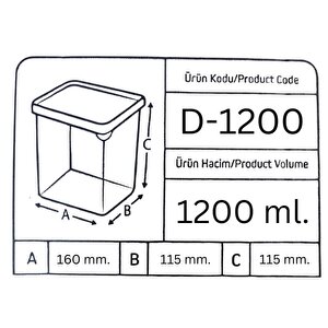 Offbox Dikdörtgen Bakliyat Baharat Gıda Saklama Kabı - 1.2 Lt. - 12 Adet
