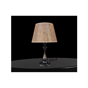 Faro Abajur Si̇yah Metal Gövdeli̇ Rattan Kahverengi̇ Şapkali