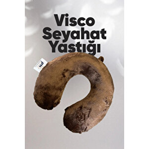 Seyahat Yolcu Yastığı Ortopedik - Rahat Peluş Visko Yastık - %100 Visko - Kahverengi