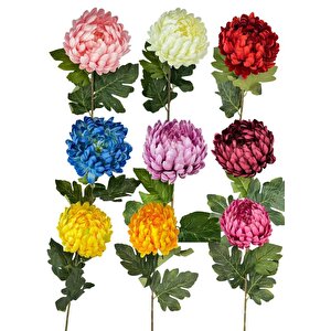 9lu Set Yapay Çiçek Krizantem Karışık Renk 90cm Tek Dal Kumaş Çiçek Uzun Dal