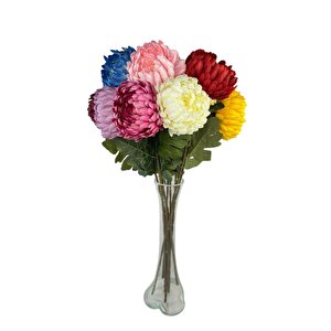 9lu Set Yapay Çiçek Krizantem Karışık Renk 90cm Tek Dal Kumaş Çiçek Uzun Dal