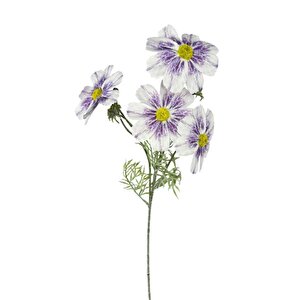 Yapay Çiçek Mor Beyaz Papatya 4çiçekli Uzun Dal 63cm Gerçeksi Doku