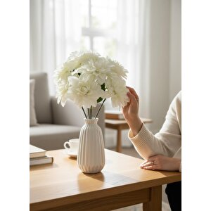 Yapay Çiçek Beyaz 7li Yıldız Çiçeği Demeti 40*30cm
