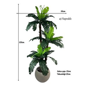 Yapay Ağaç Sıkas Palmiye Ağacı Mokka Küre Saksıda 120*50cm 45 Yapraklı