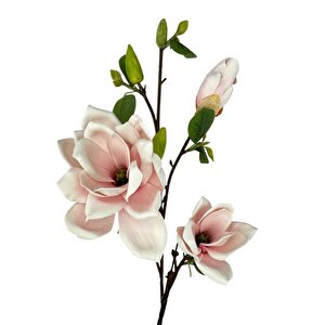 Yapay Çiçek Eva Açık Pembe Manolya 3 Çiçekli Uzun Dal 90cm Gerçeksi Doku