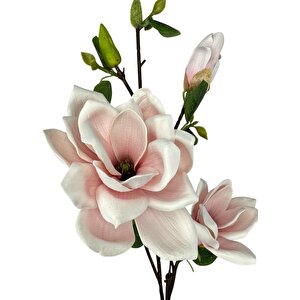 Yapay Çiçek Eva Açık Pembe Manolya 3 Çiçekli Uzun Dal 90cm Gerçeksi Doku